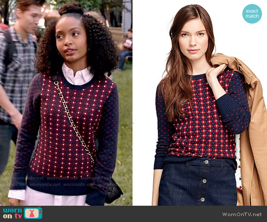 Brooks Brothers Jacquard Floral Sweater worn by Zoey Johnson (Yara Shahidi) on Black-ish