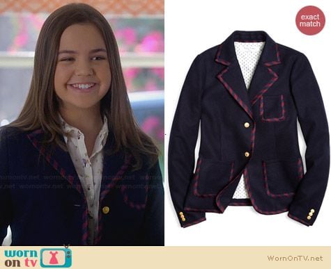 Brooks Brothers Melton Tie Trim Blazer worn by Bailee Madison on Trophy Wife