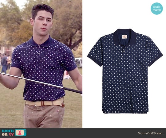 Brooks Brothers Palm Tree Print Polo Shirt worn by Boone (Nick Jonas) on Scream Queens