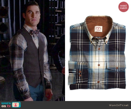 Brooks Brothers Plaid Flannel Shirt worn by Darren Criss on Glee