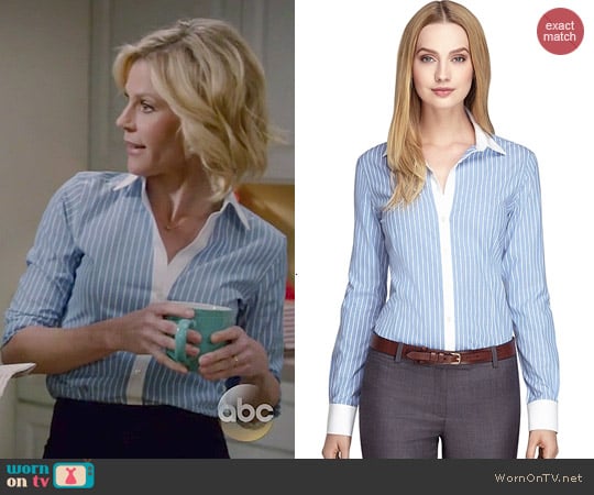 Brooks Brothers Wide Stripe Dress Shirt worn by Julie Bowen on Modern Family