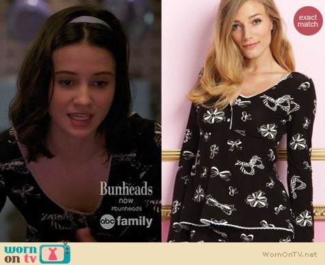 Bunheads Fashion: Bedhead PJs black bows empire waist louge set worn by Julia Goldani Telles