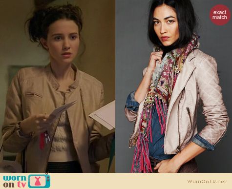 Bunheads Fashion: Free People vegan leather quilted sleeve jacket worn by Julia Goldani Telles