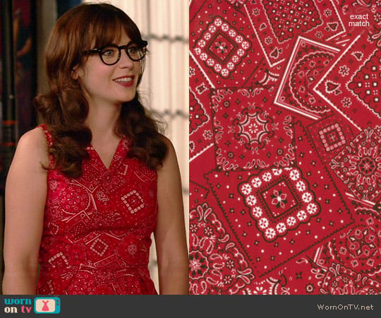 MODA Bunk House Western Bandana Print Fabric Dress worn by Zooey Deschanel on New Girl