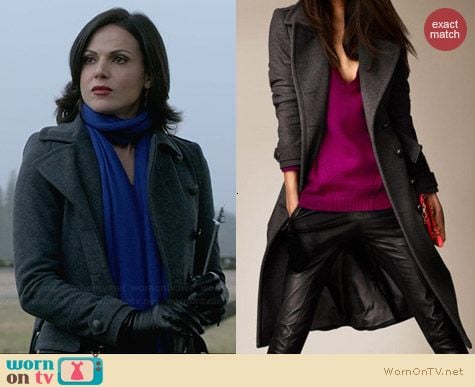 Burberry Wool Cashmere Melton Military Coat worn by Lana Parrilla on OUAT