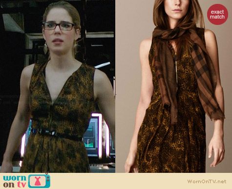 Burberry Animal Print Dress worn by Emily Bett Rickards on Arrow