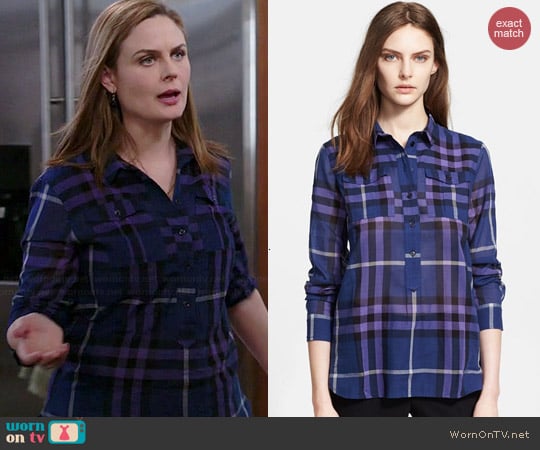 Burberry Brit Check Cotton Shirt worn by Emily Deschanel on Bones