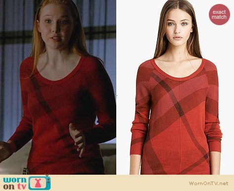 Burberry Brit Check Pattern Merino & Cashmere Sweater worn by Molly Quinn