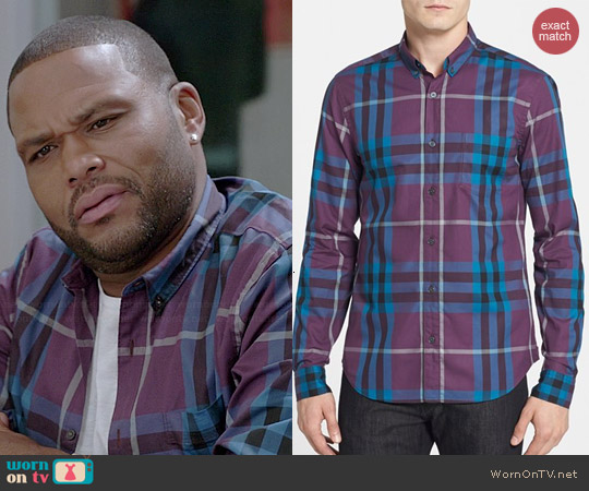 Burberry Dark Purple Check Shirt worn by Anthony Anderson on Black-ish