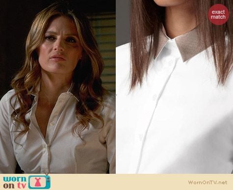 Burberry Detachable Collar Shirt worn by Stana Katic on Castle