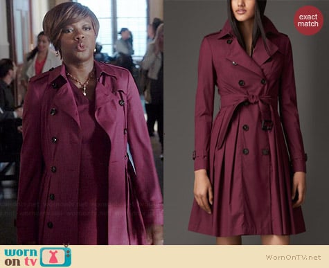 Burberry Long Full Skirted Wool Silk Trench Coat worn by Viola Davis on HTGAWM