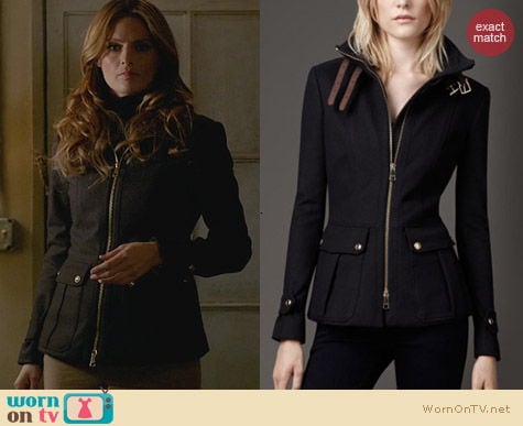 Burberry Funnel Neck Military Jacket worn by Stana Katic on Castle