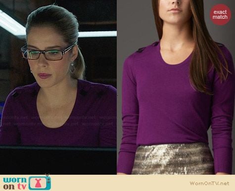 Burberry Bow Detail Merino Sweater worn by Emily Bett Rickards on Arrow