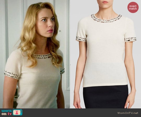 C by Bloomingdales Embellished Cashmere Sweater worn by Yael Grobglas on Jane the Virgin