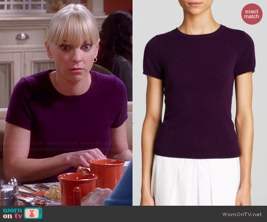 C by Bloomingdales Short Sleeve Cashmere Sweater in Italian Plum worn by Christy Plunkett (Anna Faris) on Mom