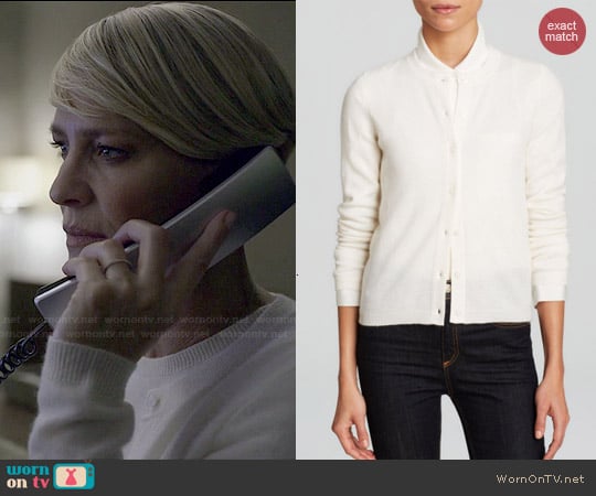 C by Bloomingdales Cashmere Cardigan in Winter White worn by Claire Underwood (Robin Wright) on House of Cards