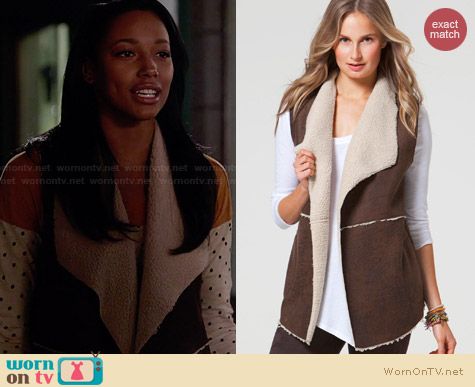 C&C California Distressed Faux Shearling Vest worn by Kylie Bunbury on Twisted