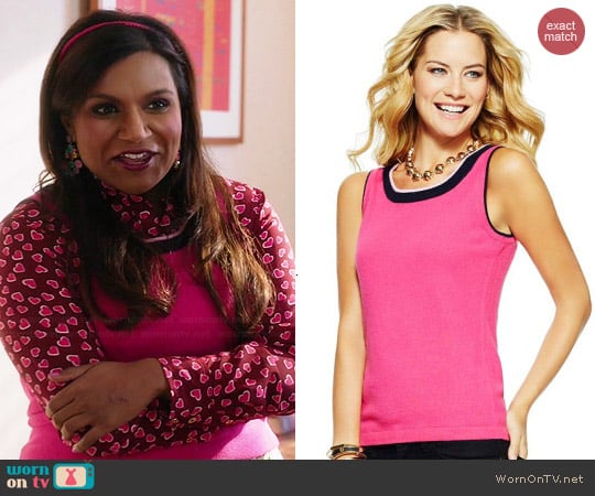 C Wonder Tipped Shell Tank in Pink worn by Mindy Lahiri (Mindy Kaling) on The Mindy Project