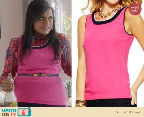 C Wonder Tipped Shell Tank in Cassis/Princess/Navy worn by Mindy Kaling on The Mindy Project