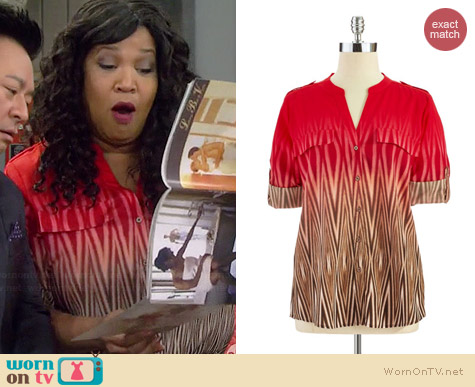 Calvin Klein Ombre Button Down Blouse worn by Kym Whitley on Young & Hungry