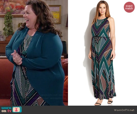 Calvin Klein Plus Geo Print Studded Maxi Dress worn by Melissa McCarthy on Mike & Molly