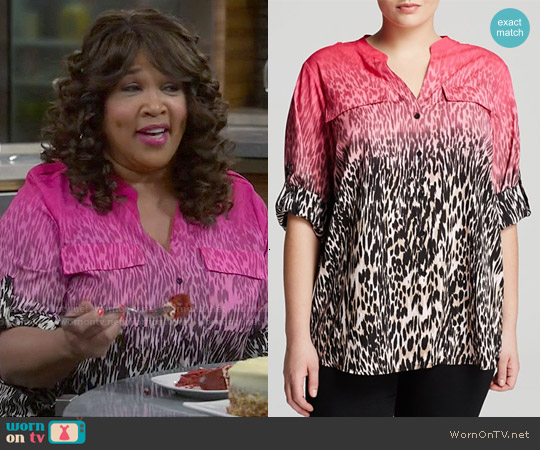 Calvin Klein Ombre Animal Print Blouse worn by Yolanda (Kym Whitley) on Young and Hungry