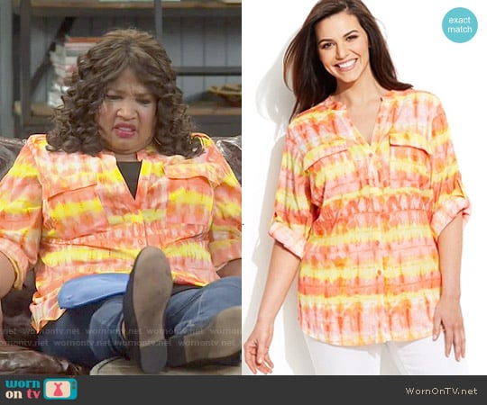 Calvin Klein Printed Utility Shirt worn by Yolanda (Kym Whitley) on Young and Hungry