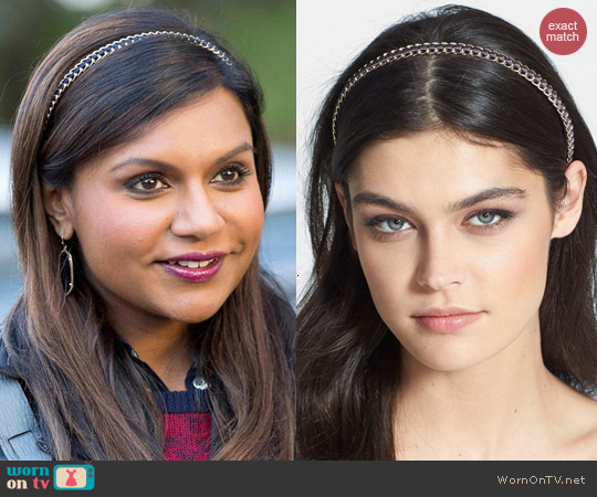 Cara Glam Chain Headband worn by Mindy Kaling on The Mindy Project