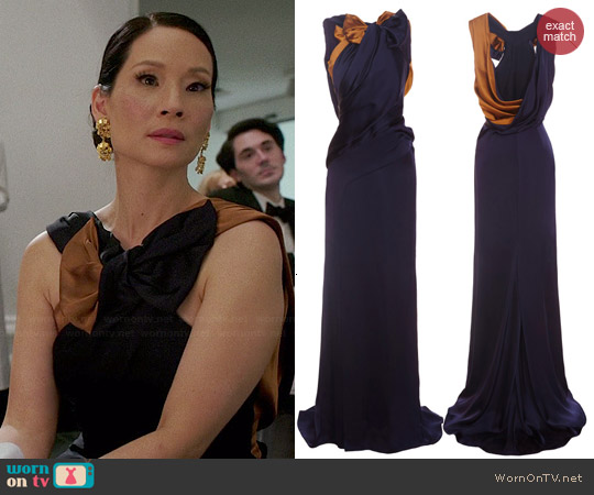 Carolina Herrera Double Face Charmeuse Gown worn by Lucy Liu on Elementary