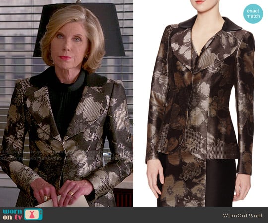 Carolina Herrera Metallic Floral Jacket worn by Diane Lockhart (Christine Baranski) on The Good Wife