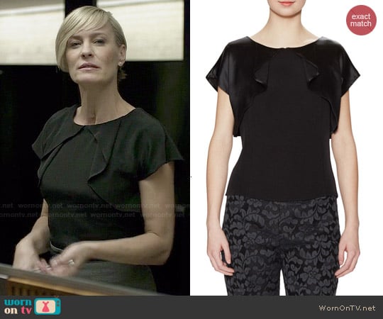 Carolina Herrera Silk Flutter Overlay Blouse worn by Claire Underwood (Robin Wright) on House of Cards