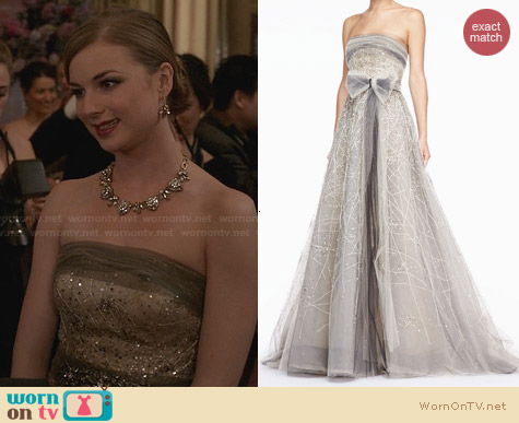 Carolina Herrera Strapless Tulle Gown worn by Emily Throne on Revenge