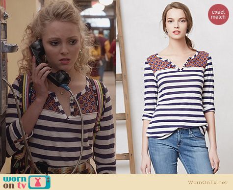 The Carrie Diaries Clothes: Anthropologie Mixed Print Henley worn by AnnaSophia Robb