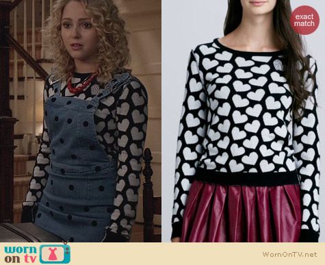 The Carrie Diaries Fashion: Alice + Olivia Emmy Heart Sweater worn by Carrie Bradshaw