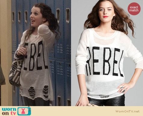 The Carrie Diaries Fashion: Aqua Rebel Sweater worn by Stefania Owen