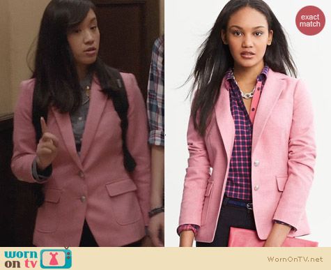 The Carrie Diaries Fashion: Banana Republic Pink Hacking Jacket worn by Jill Wong