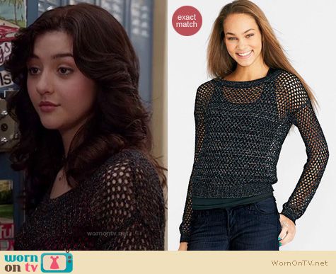 The Carrie Diaries Fashion: Delias lurex open knit sweater worn by Katie Findlay