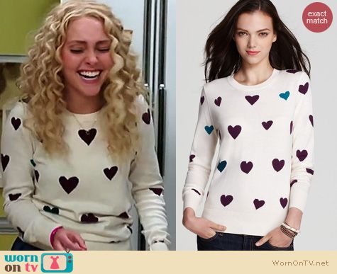 Carrie Diaries Fashion: French Connection heart polka dot sweater worn by Carrie Bradshaw