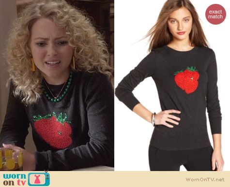 The Carrie Diaries Fashion: French Connection Strawberry Sweater worn by AnnaSophia Robb