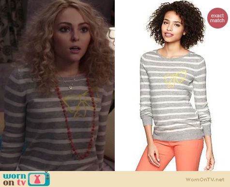 The Carrie Diaries Fashion: Gap Eversoft striped bow sweater worn by AnnaSophia Robb