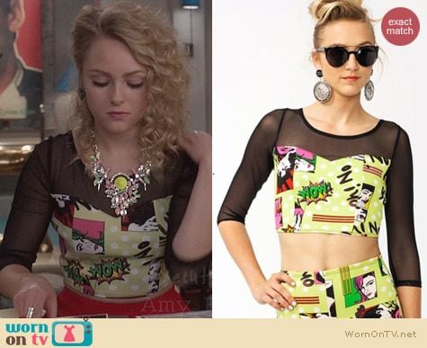 The Carrie Diaries Fashion: Go Jane Dotted Comic Crop Top worn by Annasophia Robb