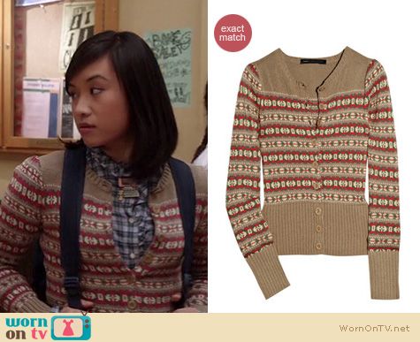 Carrie Diaries Fashion: Marc by Marc Jacobs Eloise fair isle cardigan worn by Mouse