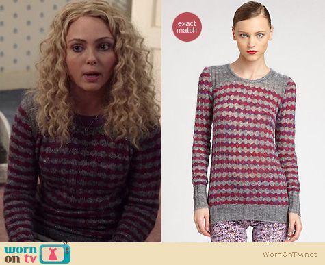 The Carrie Diaries Fashion: Marc by Marc Jacobs Twinkle stripe sweater worn by Anna SophiaRobb