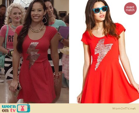 The Carrie Diaries Fashion: Material Girl Lightning Bolt Skater Dress worn by Chloe Bridges