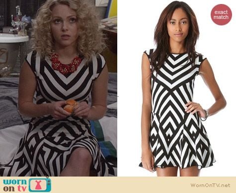 The Carrie Diaries Fashion: RVN Graphic Stripe Flare Dress worn by AnnaSophia Robb