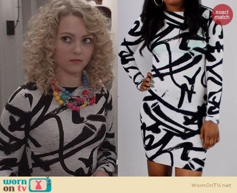 The Carrie Diaries Fashion: Scribble Graffiti Bodycon Dress worn by AnnaSophia Robb