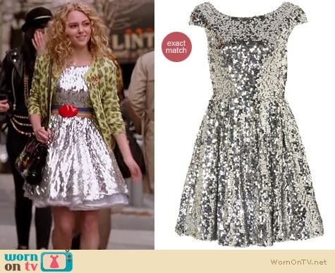 Carrie Diaries Fashion: Silver sequin Topshop dress worn by Carrie Bradshaw