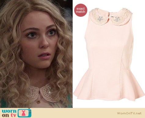 The Carrie Diaries Fashion: Topshop pearl collar peplum top worn by Carrie Bradshaw