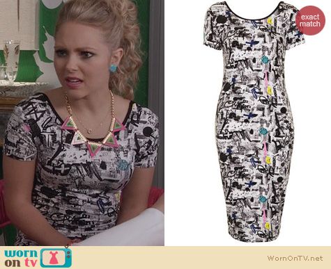 The Carrie Diaries Fashion: Topshop Scribble News Midi Dress worn by AnnaSophia Robb