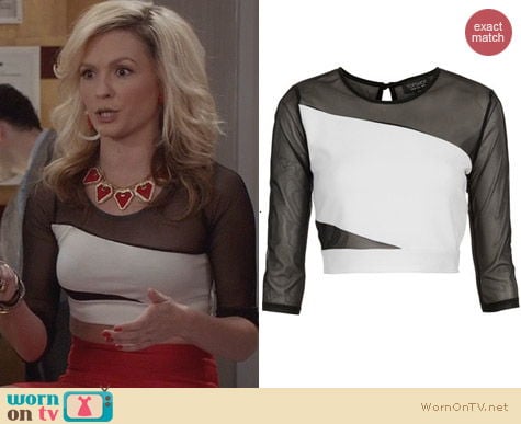 The Carrie Diaries Fashion: Topshop Slashed Mesh Crop Top worn by Lindsey Gort